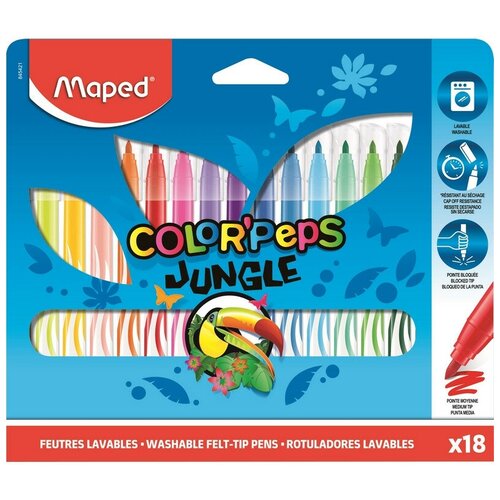 Фломастеры Maped COLOR PEPS JUNGLE, 18 цветов