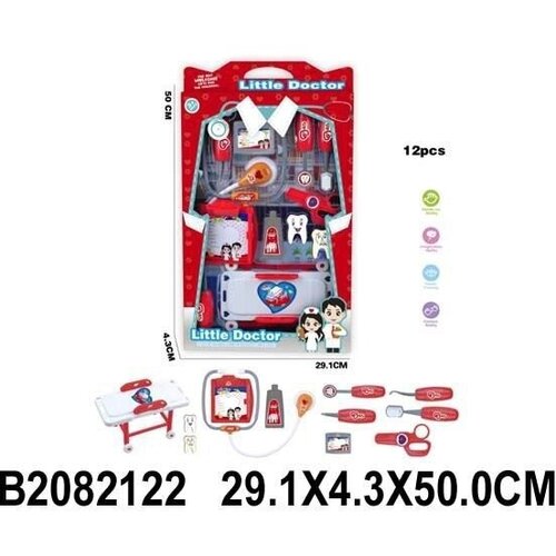 Набор стоматолога КНР 12 элементов, на батарейках, в коробке, 999-8 (2082122)