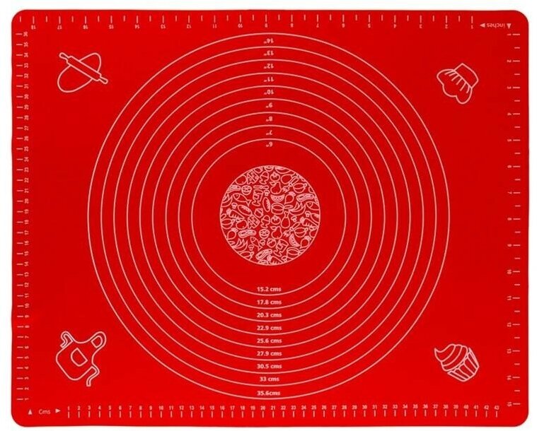 Силиконовый коврик для раскатывания теста, 50х40 см, красный