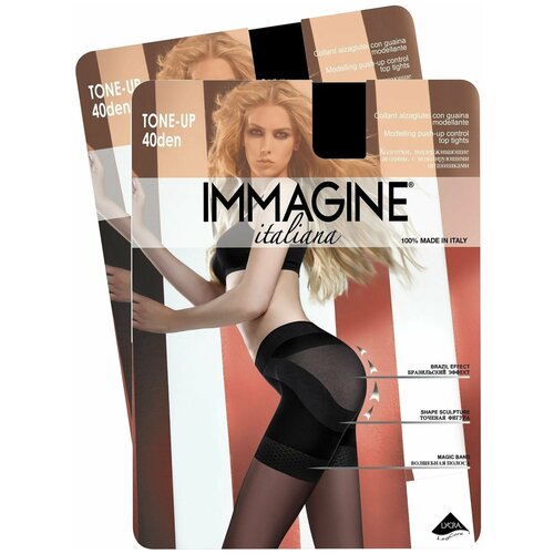 фото Колготки immagine tone up, 40 den, с шортиками, 2 шт., размер 4, черный