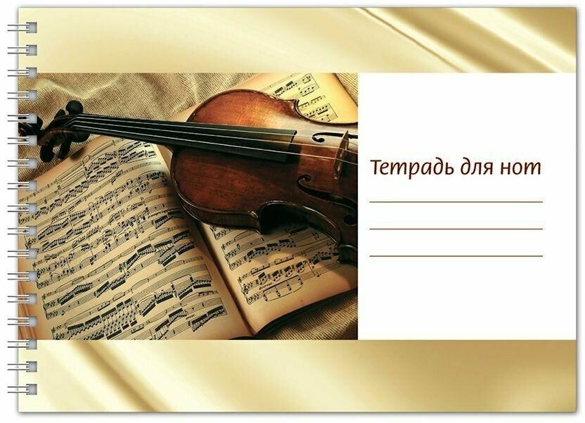 Тетрадь для нот А5. Комплект 4 шт. Скрипка на нотах А5, 24 стр, пружина, горизонтальная (ИД Перископ)