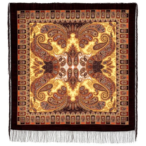 Шерстяной платок Павловопосадские платки Фаворит 18, коричневый, 125 х 125 см