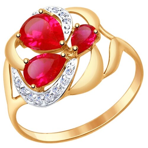 фото Sokolov кольцо из золота с красными корундами и фианитами 714758, размер 17