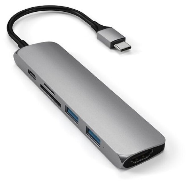 USB-C адаптер Satechi Type-C Slim Multiport Adapter V2. Интерфейс USB-C. Цвет серый космос.