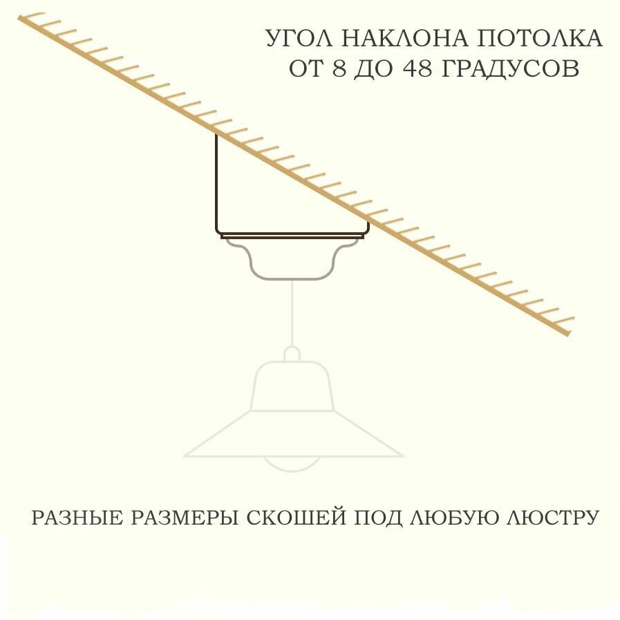 Скош. Накладка L1 (100 мм) на скошенный потолок 25 градусов, для монтажа светильников и люстр на мансардном потолке