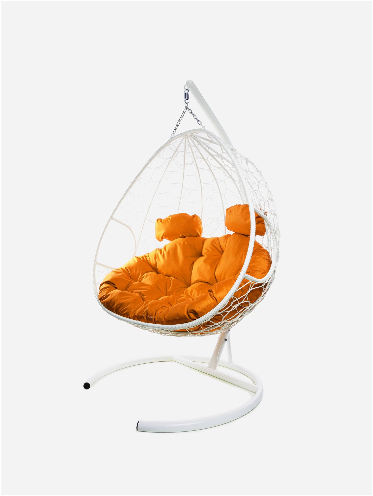 Подвесное кресло m-group для двоих белое, оранжевая подушка - фотография № 14