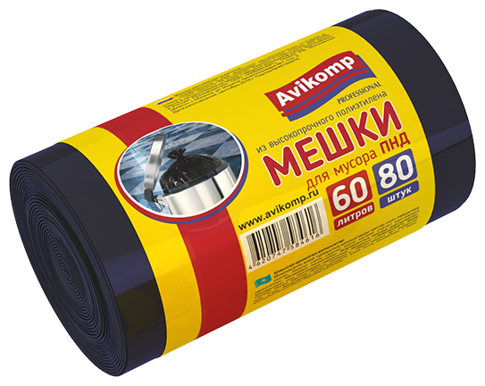 Мешки для мусора Avikomp Professional, 9 мкм, 60 л, рулон 80 шт, черные - фотография № 2