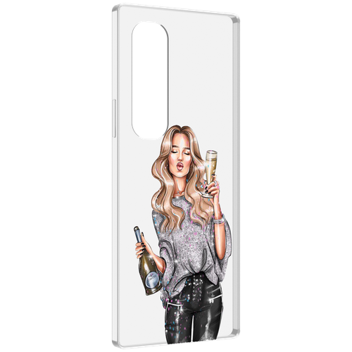 Чехол MyPads красивая-любительница-шампанского женский для Samsung Galaxy Z Fold 4 (SM-F936) задняя-панель-накладка-бампер