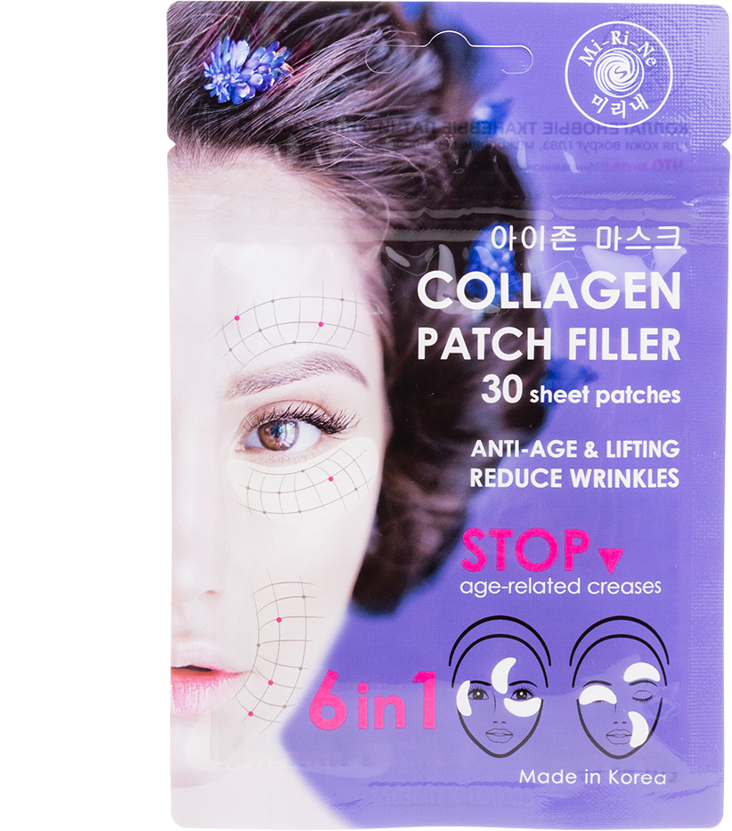 Mi-Ri-Ne Коллагеновые тканевые патчи-филлеры 6 в 1 для кожи вокруг глаз, межбровных и носогубных складок на лице 30 шт
