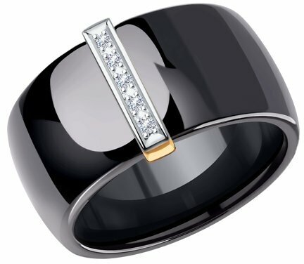 Кольцо Diamant online, красное золото, 585 проба, бриллиант, керамика, размер 19