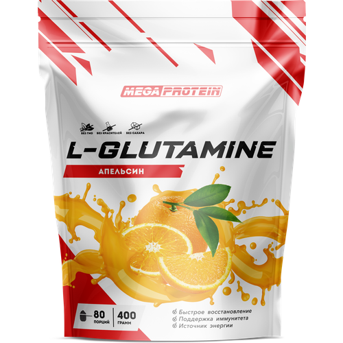 фото L-glutamine / l-глютамин со вкусом "апельсин" 400 гр megaprotein