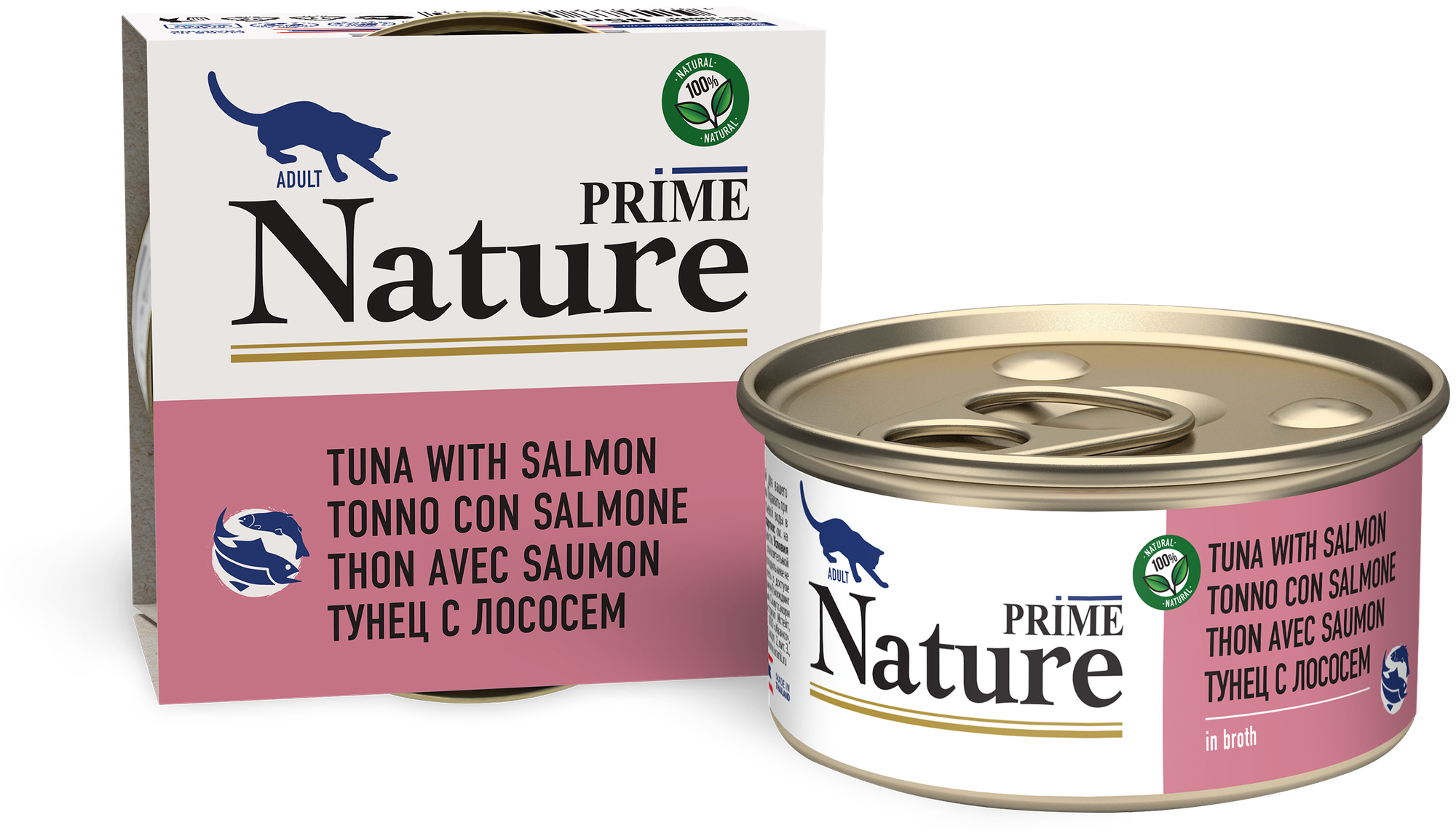 PRIME NATURE 85гр в бульоне Тунец с лососем для кошек