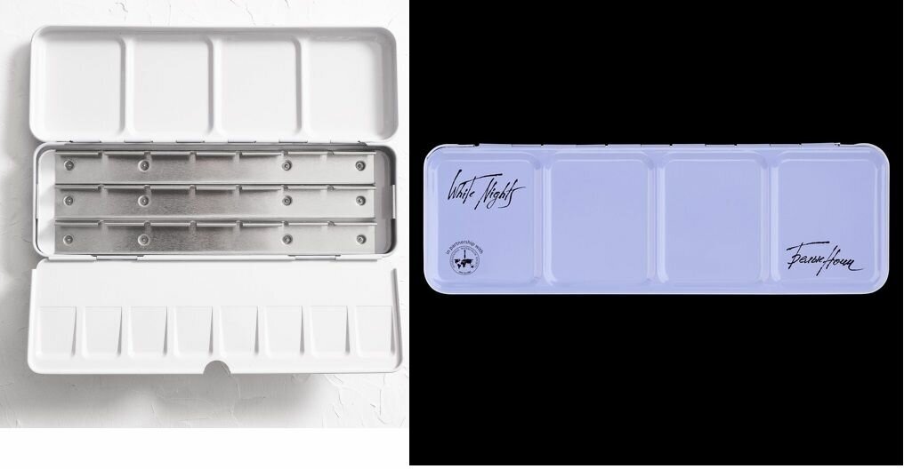 фото Невская Палитра Пенал для акварели на 21 кювету, с палитрой, металл, светло-голубой