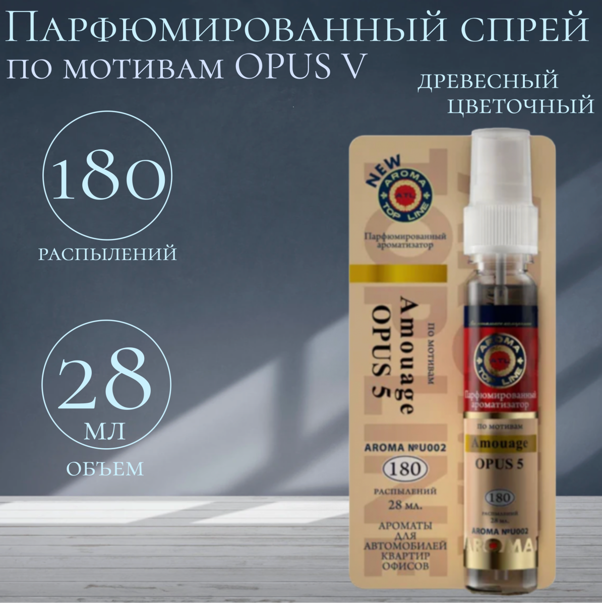 AROMA TOP LINE Ароматизатор для автомобиля Aroma №U002 Amouage Opus V 28 мл специальный