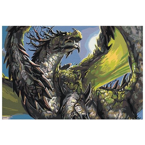 Зеленый дракон Раскраска картина по номерам на холсте зеленый дракон раскраска картина по номерам на холсте