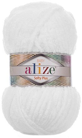 Пряжа фантазийная Alize Softy Plus белый (55), 5 шт