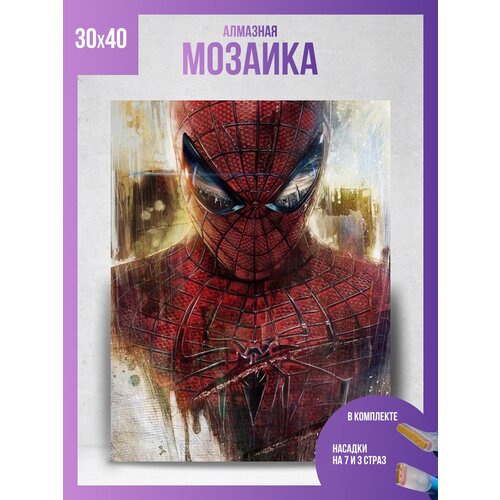 Алмазная мозаика аниме / Алмазная живопись Человек-Паук / Картина стразами Spider-Man/ 30х40