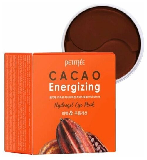 Petitfee Патчи для глаз гидрогелевые какао - Cacao energizing hydrogel eye mask, 60шт