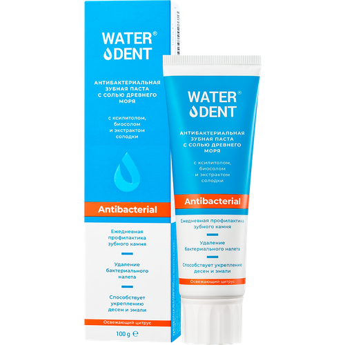 WaterDent Зубная паста антибактериальная 100 г 1 шт соль древнего моря бишофит 130 гр