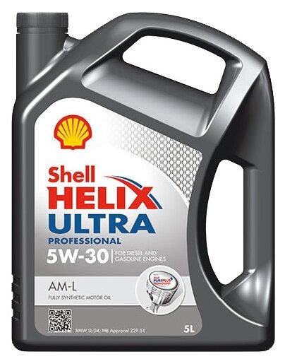 Масло моторное синтетическое Shell Helix Ultra Professional AM-L 5W-30 (5л) 550046682