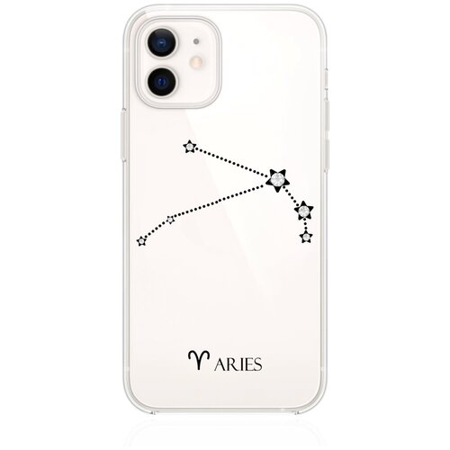Прозрачный силиконовый чехол с кристаллами Lux для iPhone 12/12 Pro Знак зодиака Овен Aries для Айфон 12/12 Про