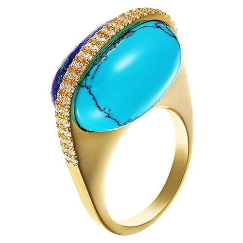 фото Element47 кольцо из серебра 925 пробы с лазуритами и бирюзой искусственной 02200350_ko_lp_tq_001_yg, размер 18