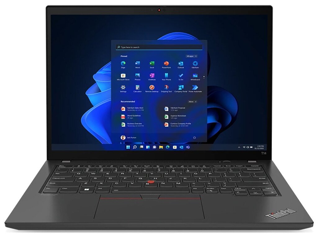 Ноутбук Lenovo ThinkPad T14 Gen 3 21AH00BSUS (14", Core i7 1260P, 16Gb/ SSD 512Gb, Iris Xe Graphics eligible) Черный