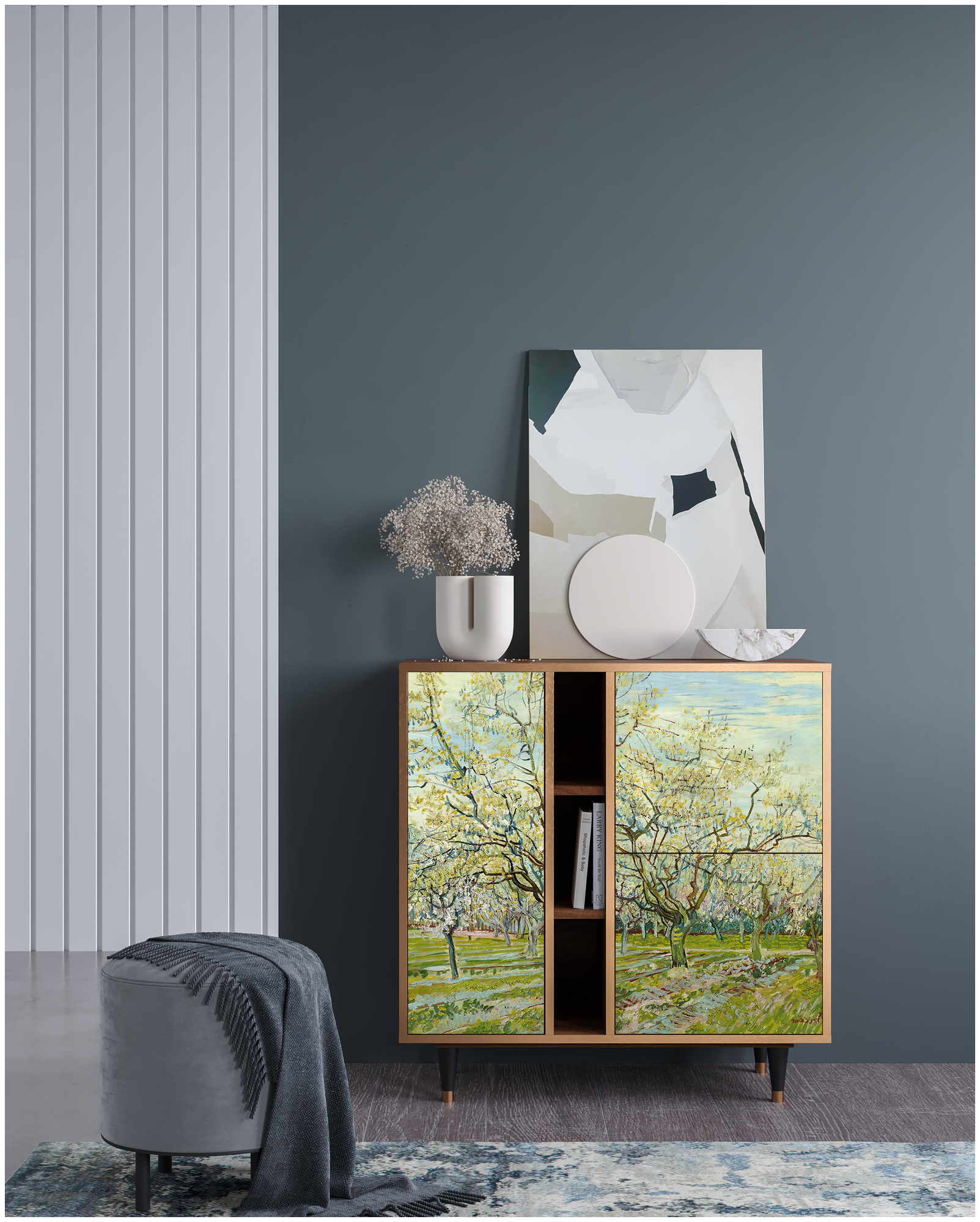 Комод - STORYZ - BS5 The White Orchard by Van Gogh, 94 x 96 x 41 см, Орех