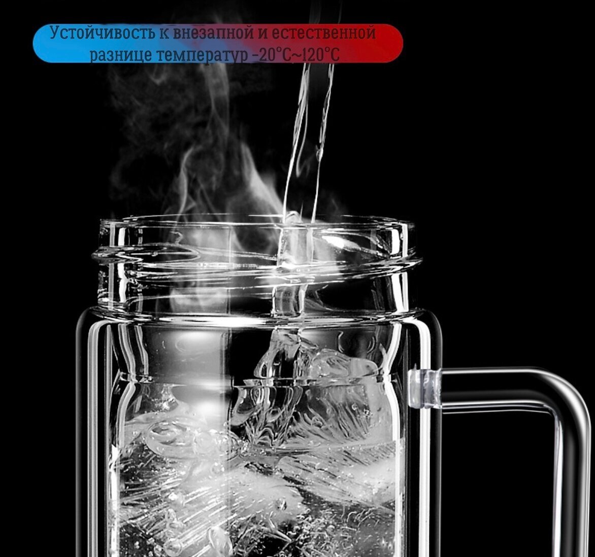 Двухслойная стеклянная чашка MyPads термос из высоко боросиликатного стекла с утолщенной теплоизоляцией M-BLB0022 элегантный и практичный подарок... - фотография № 6