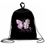 Сумка / мешок / рюкзак для сменной обуви (сменки) Brauberg, с петлёй, карман на молнии, 47х37 см, Butterfly, 271607 - изображение