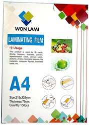 Пленка для ламинирования глянцевая WF, А4 (216мм х 303мм), 75мкм, 100шт