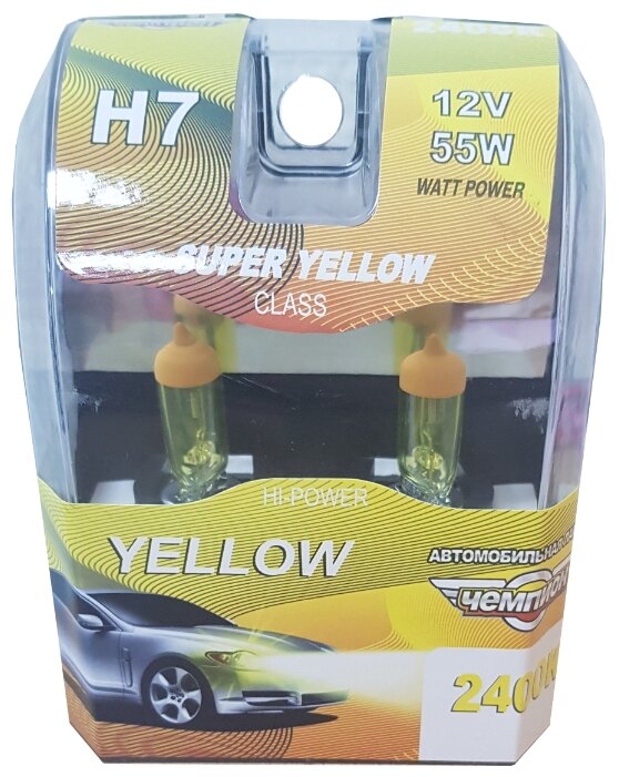 Купить Лампа автомобильная галогенная Чемпион Super Yellow H7 12V 55W 2 шт. по низкой цене с доставкой из Яндекс.Маркета