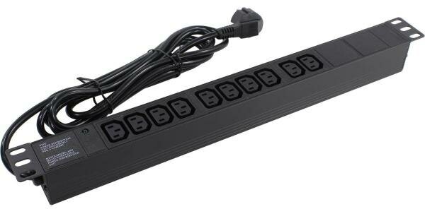 Exegate EX280863RUS Блок розеток ExeGate ServerPro PDU-19H005 Al-10C13-EU3, 19,1U, алюм, 10 IEC 320 C13, евровилка, 3м