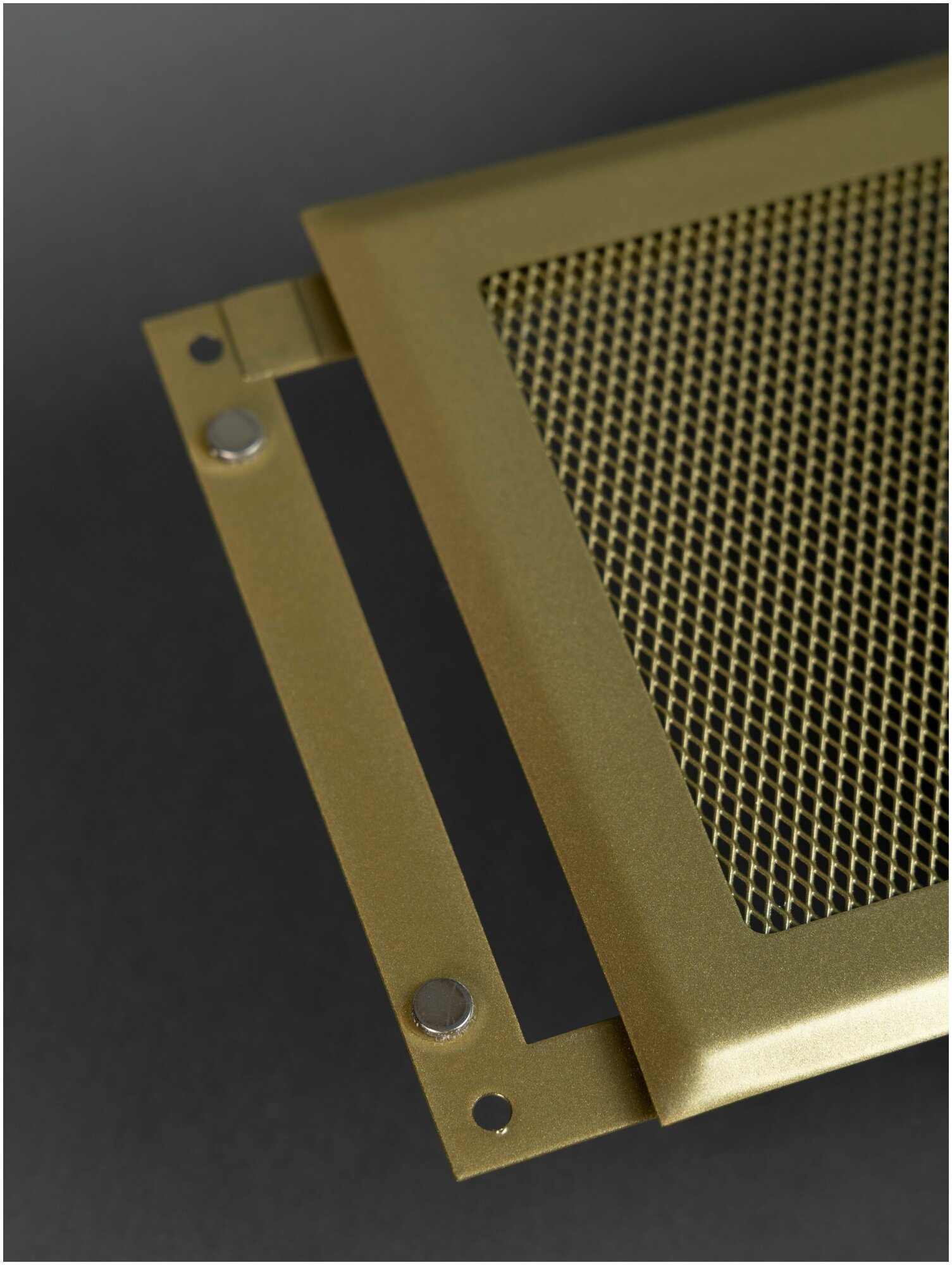 Решетка вентиляционная на магнитах 150x150 мм. съемная (РП150 Золотистая), металлическая, от производителя Родфер - фотография № 5