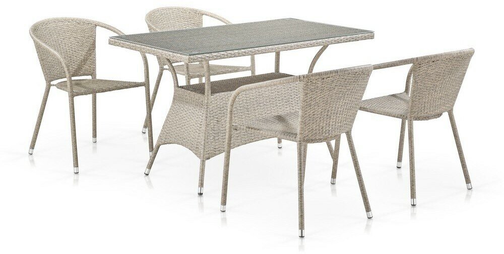 Комплект плетеной мебели Afina T198D/Y137C-W85 Latte (4+1) арт. T198D/Y137C-W85 Latte 4Pcs