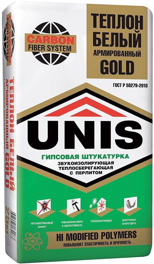 Штукатурка гипсовая Unis Теплон Gold белая 25 кг