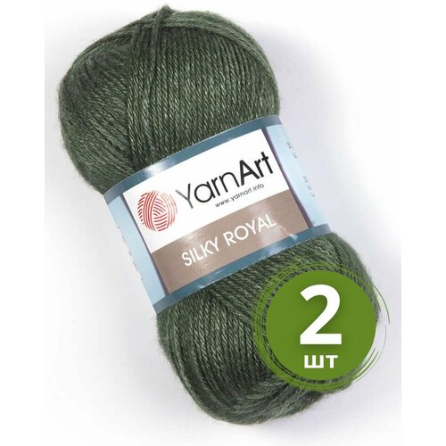 Пряжа YarnArt Silky Royal (ЯрнАрт Силк Роял) 2 мотка цвет 446, Болотный, 35% шелковая вискоза, 65% мериносовая шерсть, 50г, 140 м