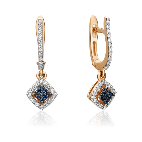 PLATINA jewelry Серьги из красного золота с сапфиром и бриллиантом 02-0917-00-105-1110-30