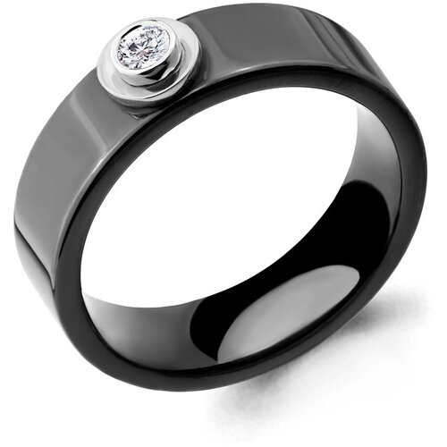 фото Кольцо diamant online, серебро, 925 проба, фианит, керамика, размер 17.5