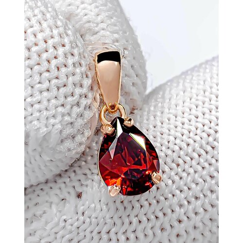 Женская на шею в форме капли Trade Jewelry подвеска из серебра 925 пробы (покрытие золото 585) с гранатом
