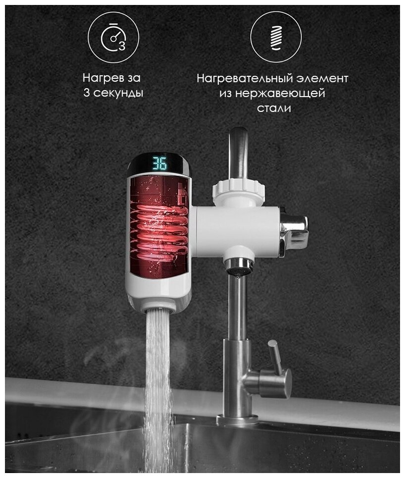 Нагреватель для воды насадка на кран Xiaoda Hot Water Faucet White HD-JRSLT06 - фотография № 7