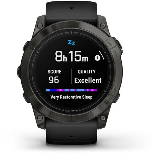 умные часы garmin descent mk2s угольно серый корпус с dlc покрытием черный силиконовый ремешок 010 02403 04 Часы Garmin EPIX PRO Gen 2 Sapphire Edition 47 мм, титановый угольно-серый, DLC, черный кожаный ремешок 010-02803-30