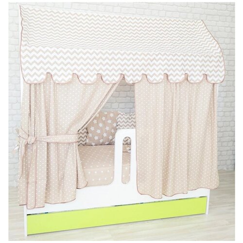 Детская кровать-домик Сказка с выдвижным спальным местом 80*160 см Белый/Зеленый 2