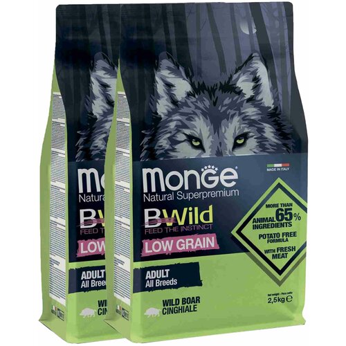 Monge Dog BWild LOW GRAIN низкозерновой корм из мяса дикого кабана для взрослых собак всех пород 2,5 кг х 2шт.