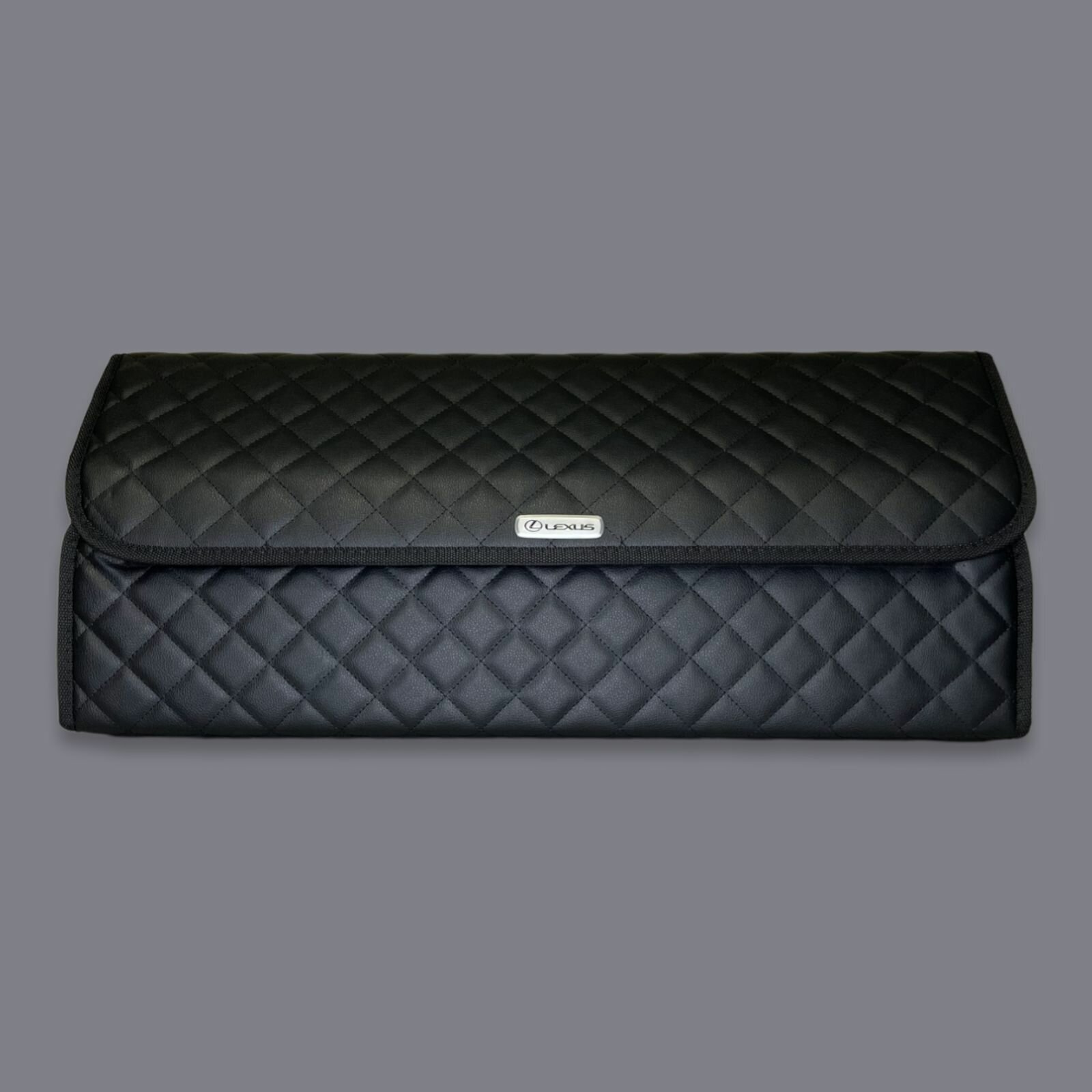 Органайзер в багажник Лексус / Lexus / Кофр 70х30х30, сумка, саквояж, ящик, черный с черной отстрочкой