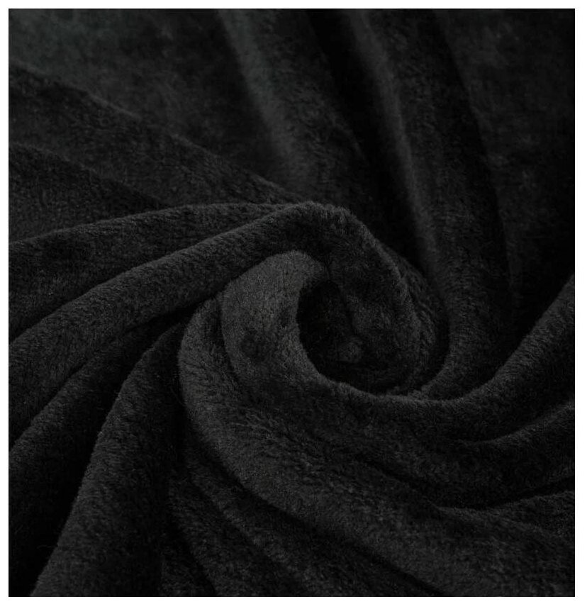 Плед / Покрывало велсофт 140х200 черный ,гладкокрашенный, ENRIKA - фотография № 3