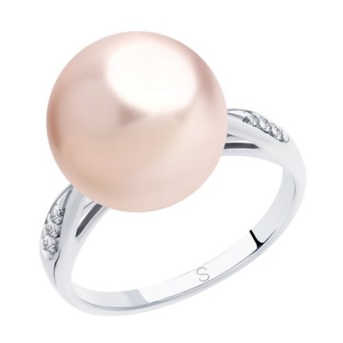 фото Sokolov кольцо из серебра с розовым жемчугом swarovski и фианитами 94012916, размер 20