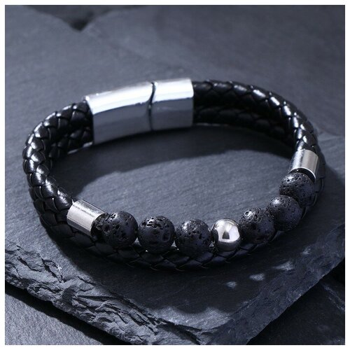 фото Браслет унисекс "мощь" равенство, цвет чёрный с серебром, 21 см queen fair