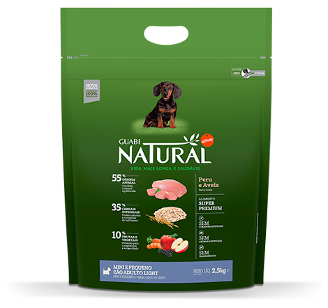 GUABI NATURAL Dog LIGHT cухой корм низкокалорийный для взрослых собак мелких пород индейка и овёс 2,5кг