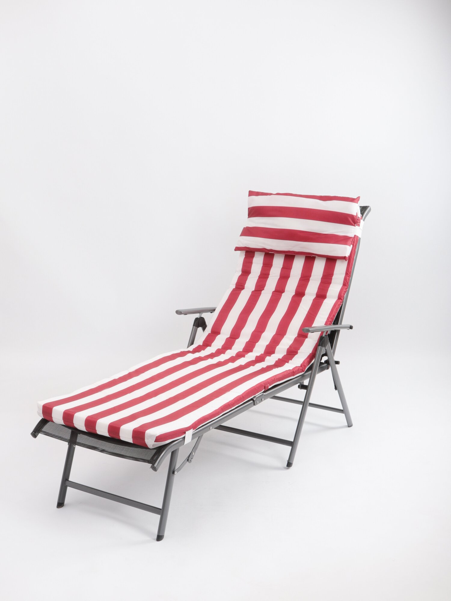 Матрас для шезлонга на лежак пляжный красная полоса - фотография № 1